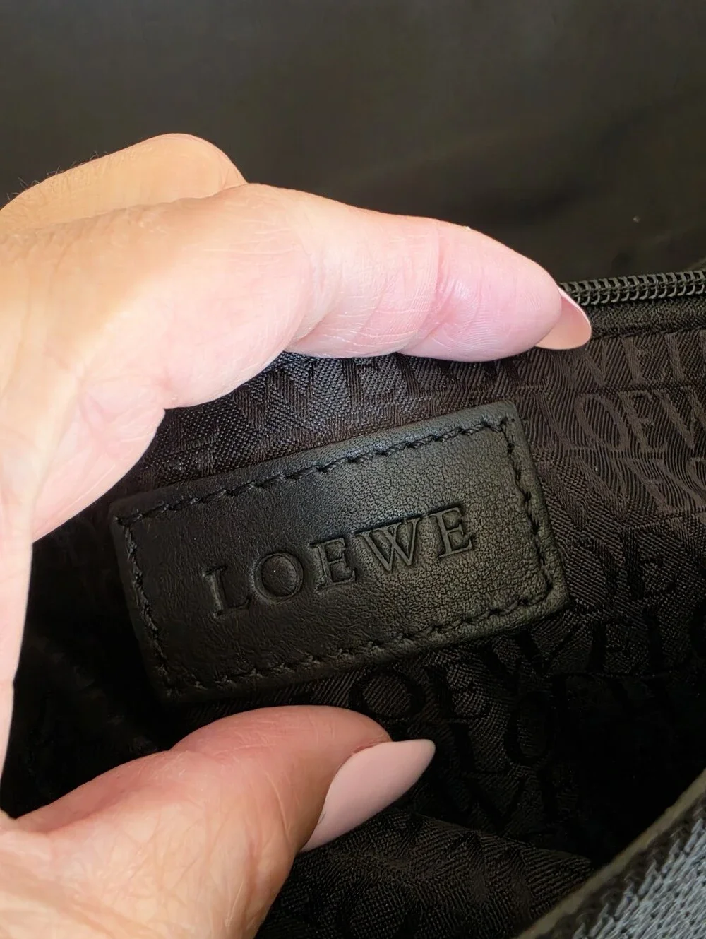 Authentic Loewe Navy-Black Messenger Bag with Leather Trim